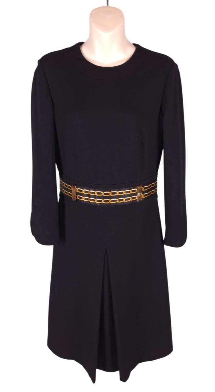 Class Roberto Cavalli Chain Dress US 10 IT 44 Womens Black Gold $695